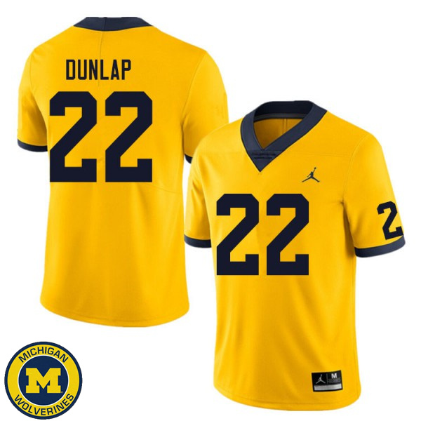 Men Michigan Wolverines #22 Tavierre Dunlap Yellow University Football Jersey